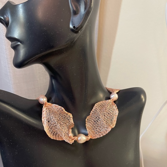 😍925 & Bronze Corded Pearl Necklace 😍 - Picture 10 of 13